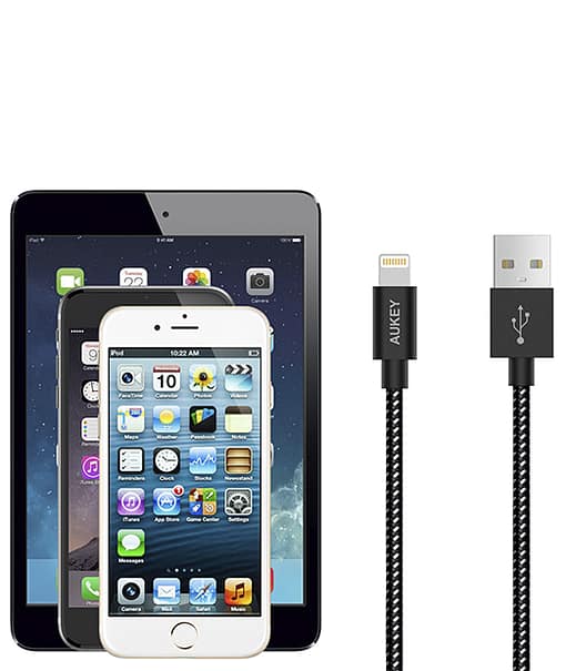 Mobbi Plus Aukey Cabo Lightning para USB Certificado pela Apple CB-D16 Preto